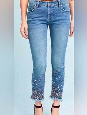 Pilcro and the Letterpress Light Blue Embellished Skinny Jeans